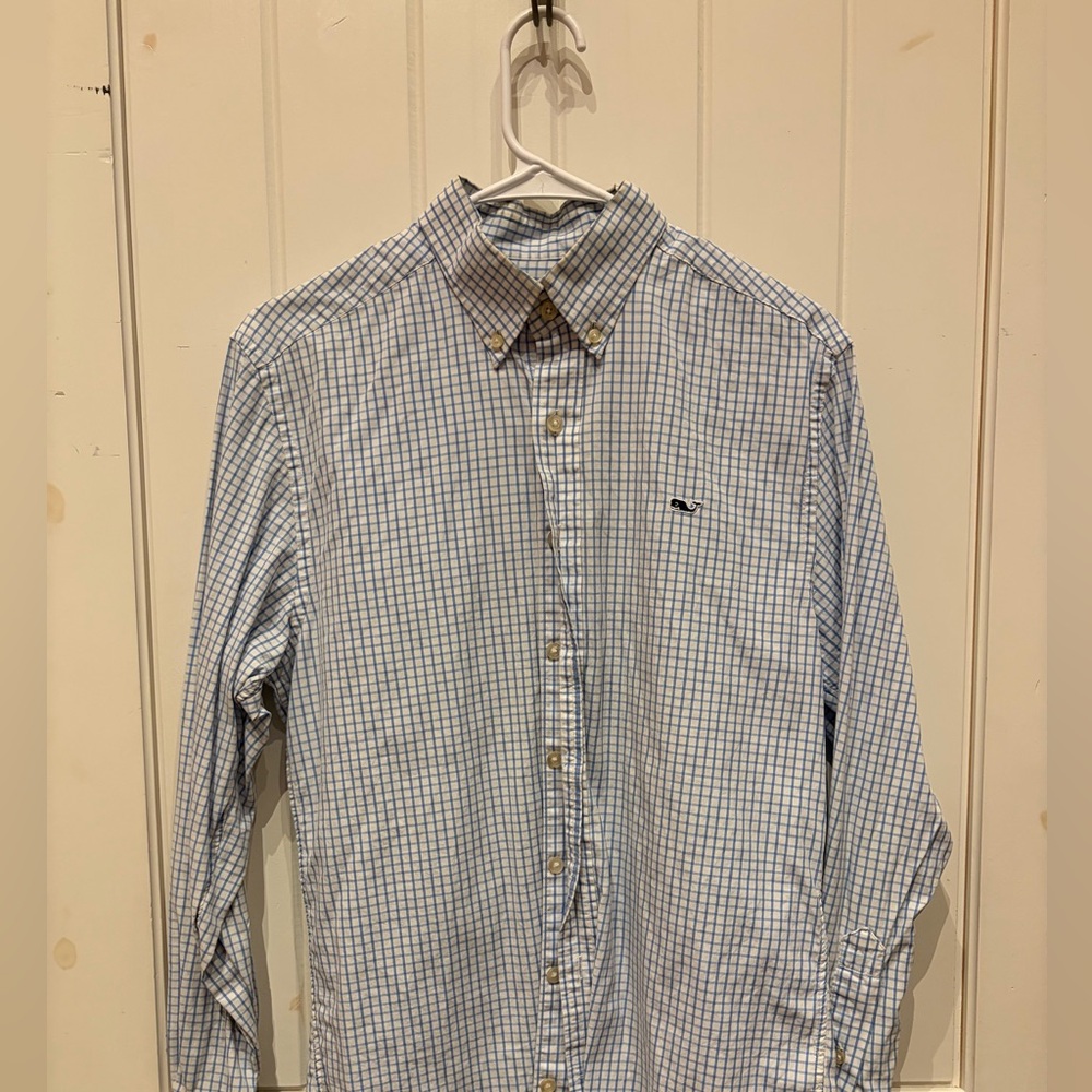 Vineyard Vines Blue and White Plaid Shirt